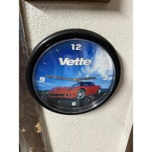 Vette Quartz Wall Clock Red Corvette Analog Used